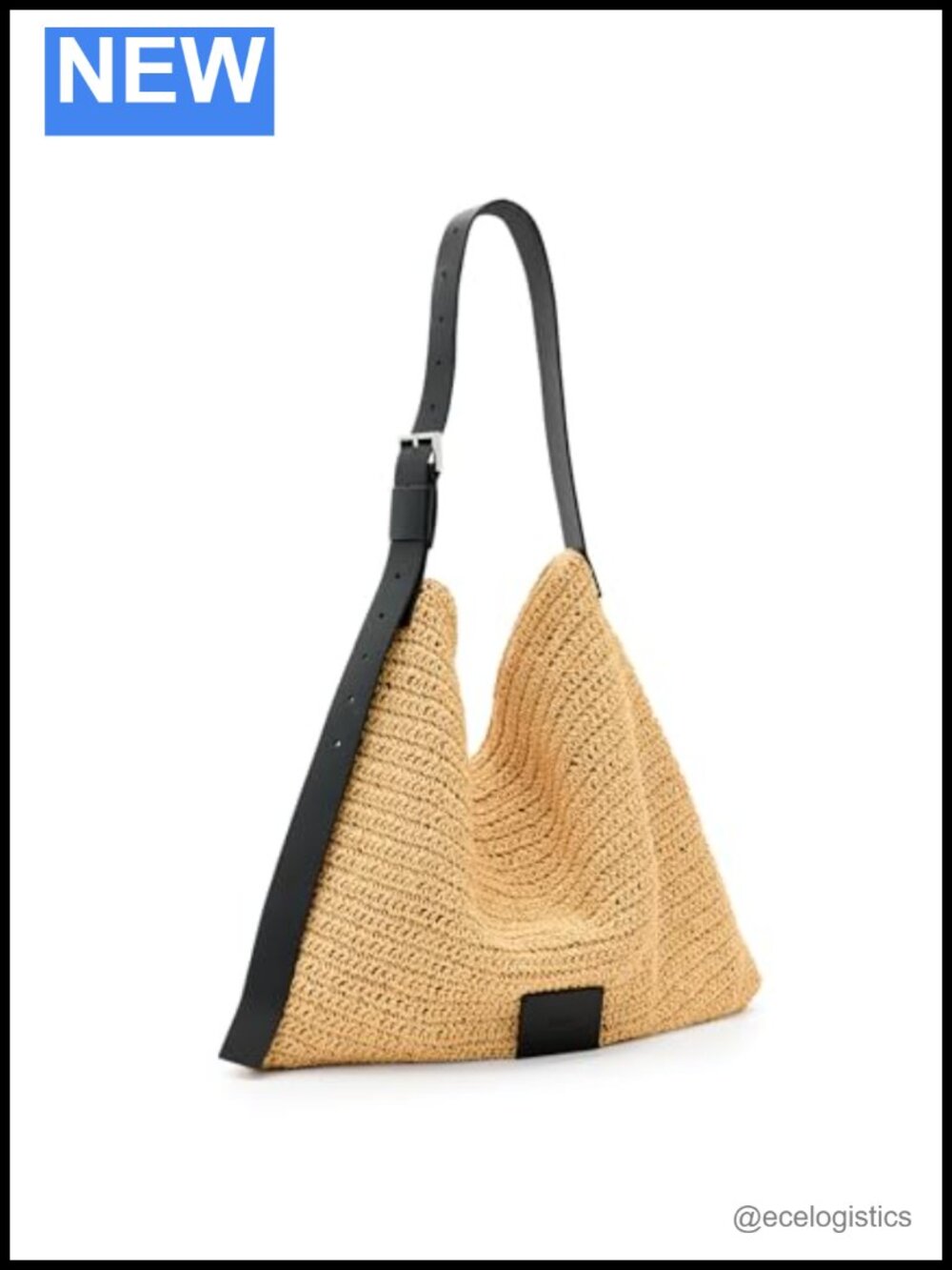 AllSaints Paper Straw Shoulder Bag - Satchel with Zip Closure
